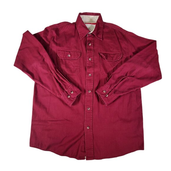 Wrangler Shirt Men Medium  Red Long Sleeve Button Snap Collared Mid Weight - Picture 1 of 8